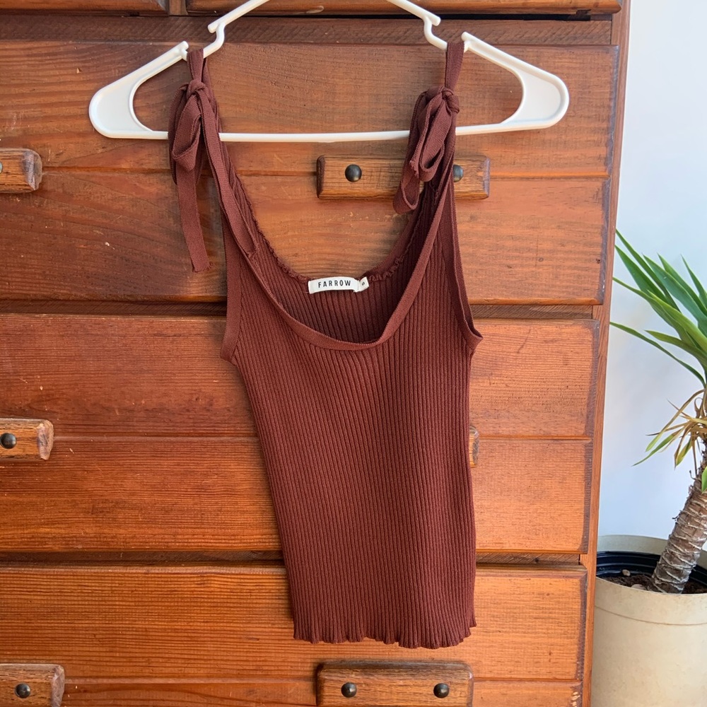 Farrow cropped tank with tie sleeves